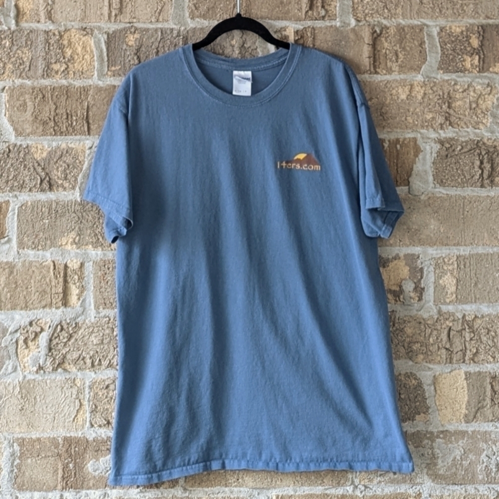 Gildan Colorado 14ers Mountains List Short Sleeve T-Shirt Unisex Large Blue - Picture 7 of 7